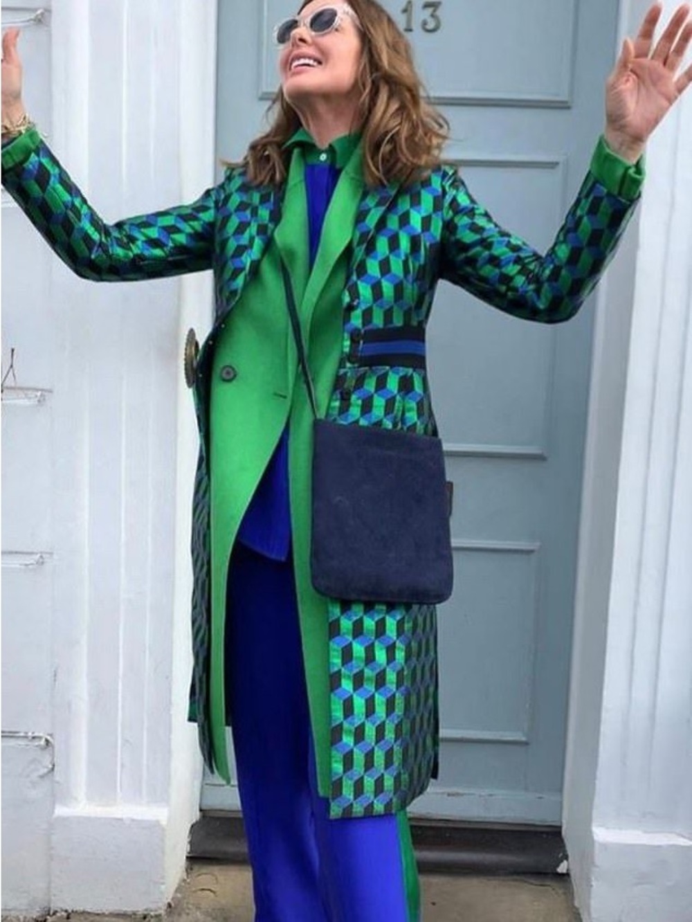 Baum Und Pferdgarten Damita Geometric Print Coat Blue Green size EU34 US2 XS
